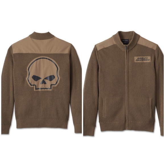 NWT Harley Davidson Willie G Skull wool blend zip up sweater large - Picture 3 of 15